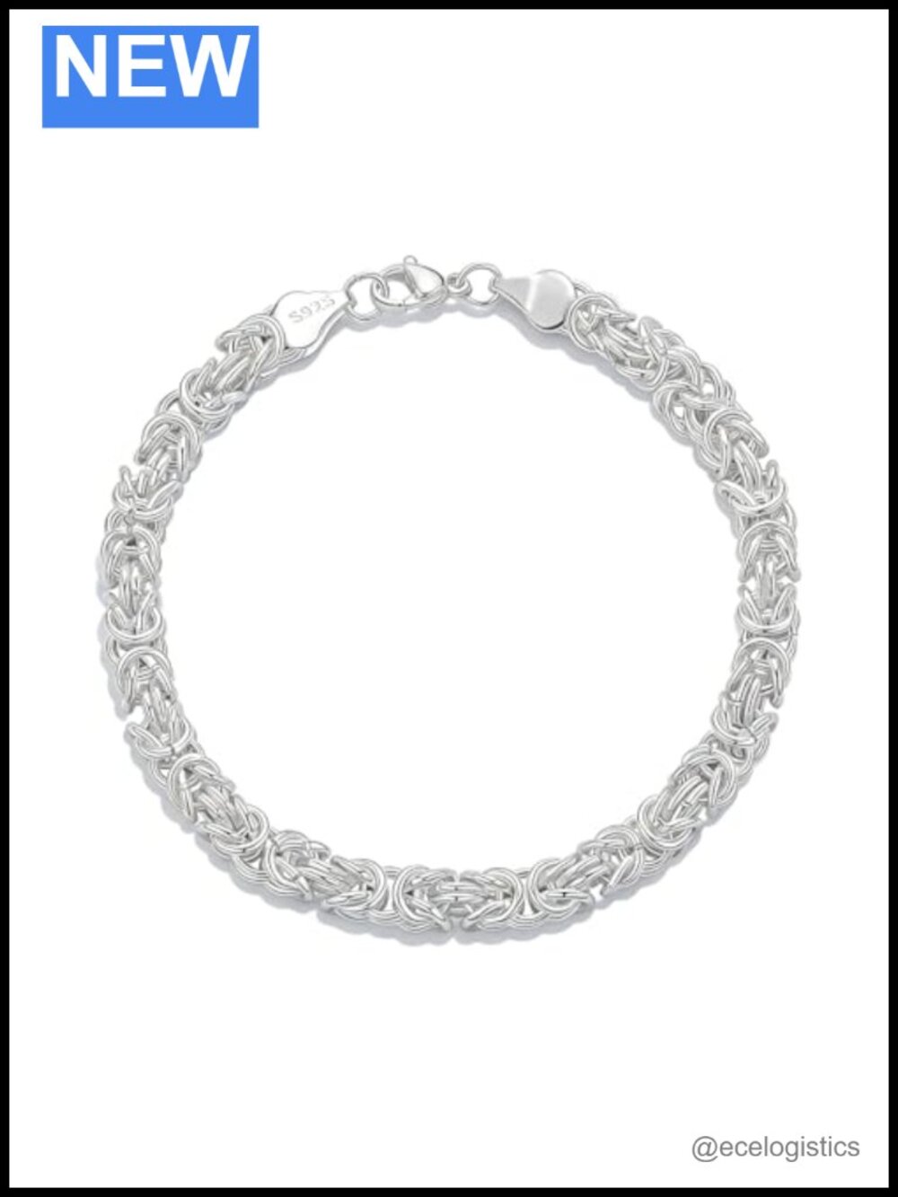 925 Sterling Silver Byzantine Link Bracelet for Women Jewelry